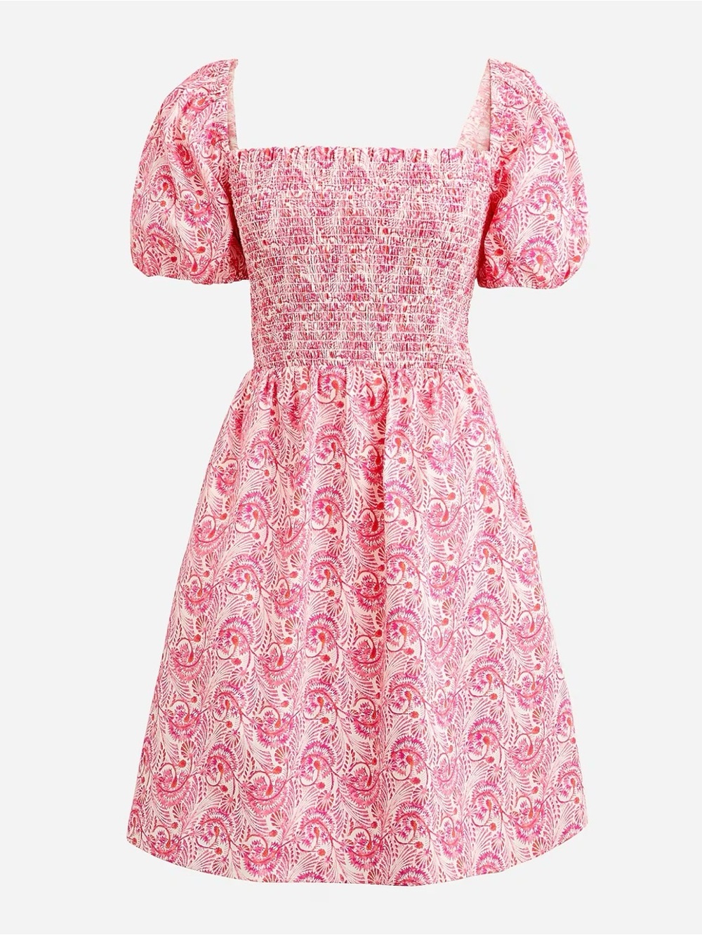 J Crew Puff-Sleeve Smocked Mini Dress